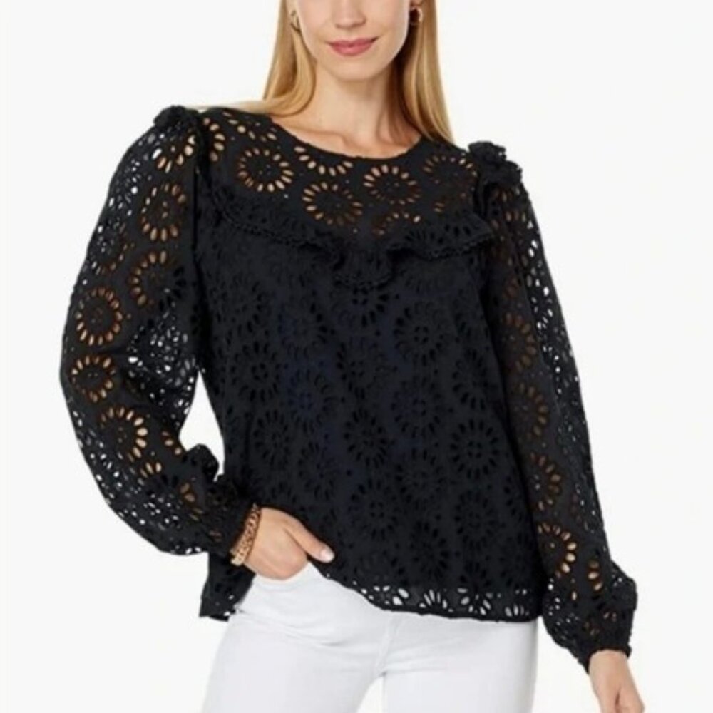 Lilly Pulitzer black eyelet top, S